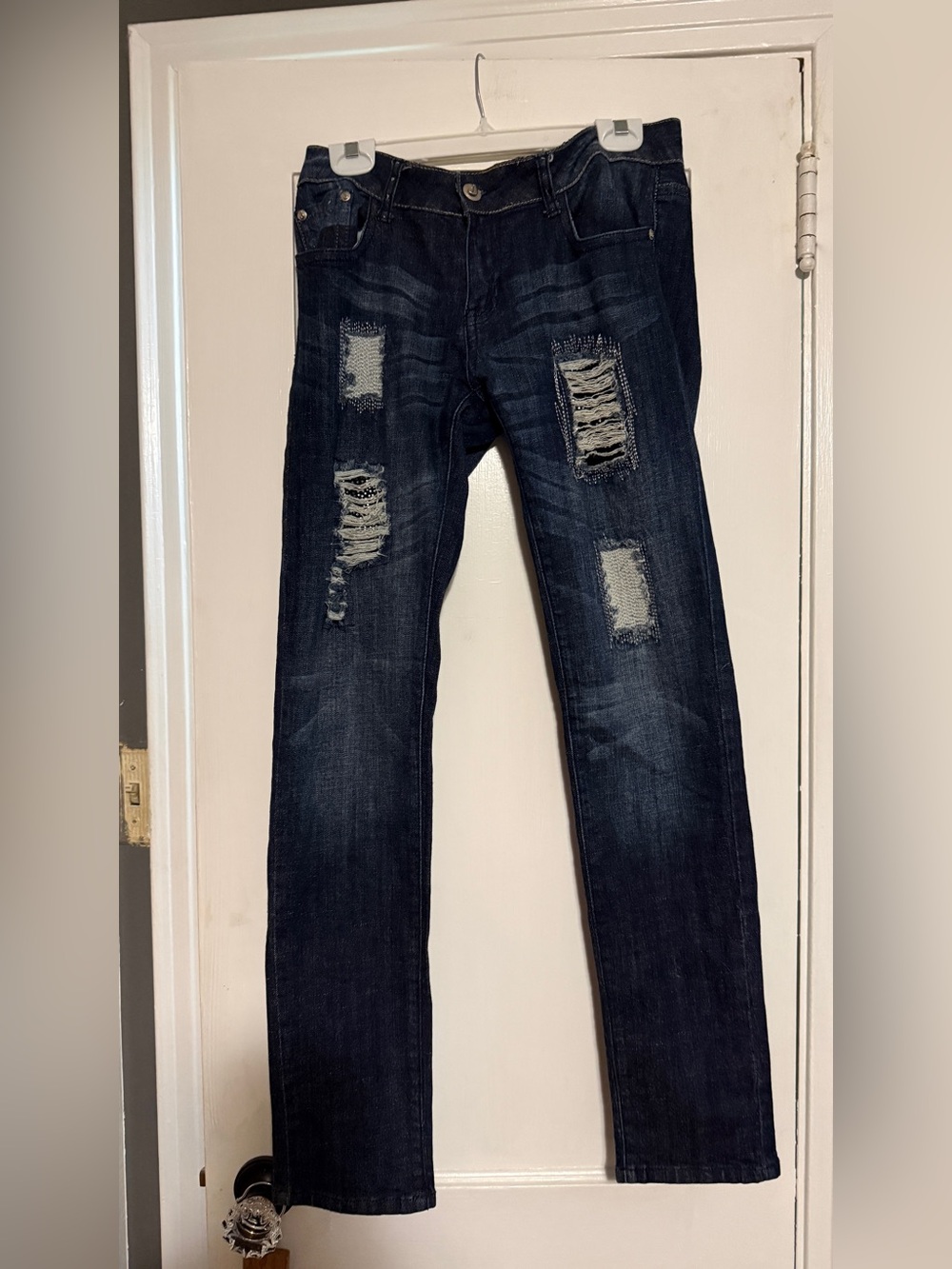 Judy Blue, Dark Blue Slim Distressed Women’s Jeans